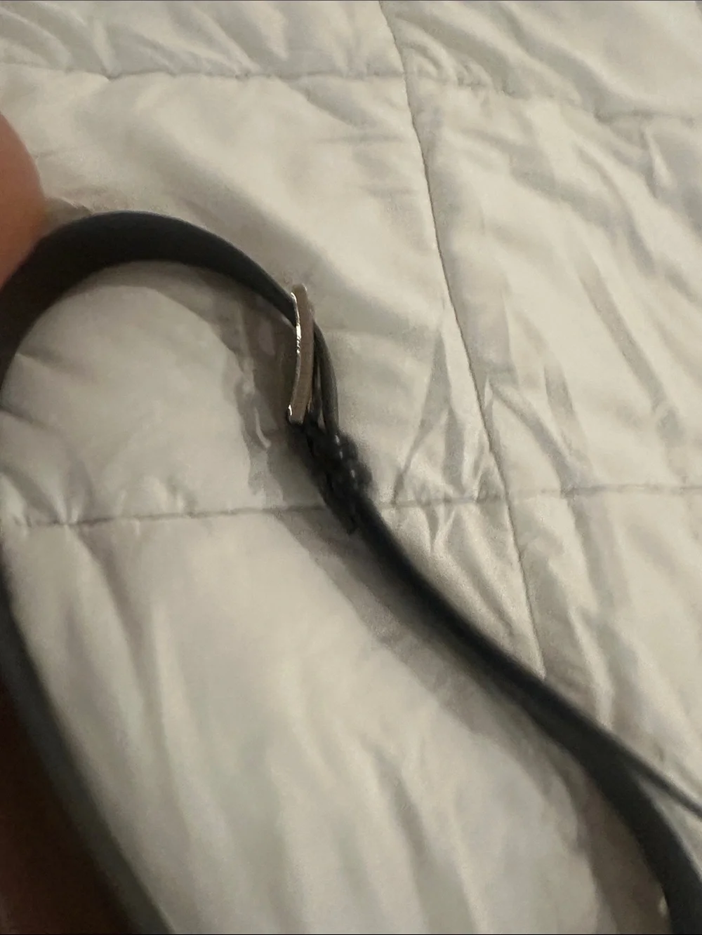 Textured Black Leather Belt with Silver Buckle